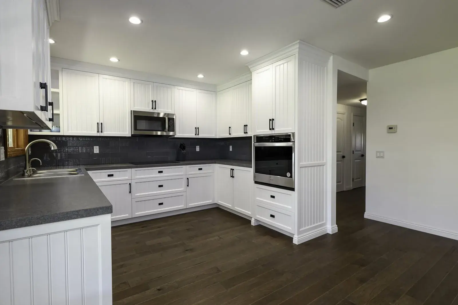 Kitchen joinery with benchtop and splashback