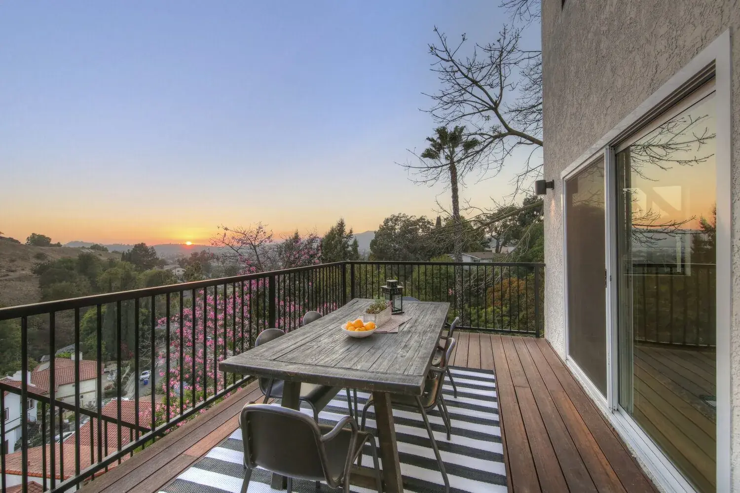 Covered outdoor deck entertaining area
